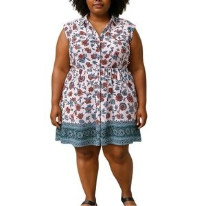 Speed Control Summer Dress 1X Floral Knee Lightweight Elastic Waist Beach Cruise